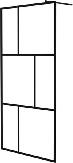 vidaXL - Inloopdouchewand - 100x195 - cm - gehard - glas - zwart