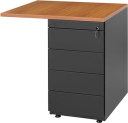 Ladeblok aanbouwstuk 80x60cm 4 laden kleur antraciet (ral 7016) topblad speciale kleur