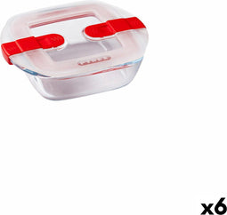 Hermetische Lunchtrommel Pyrex Cook & Heat 15 x 12 x 4 cm 350 ml Transparant Glas (6 Stuks)