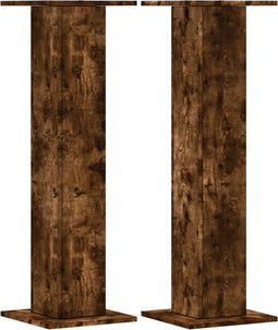 vidaXL - Plantenstandaards - 2 - st - 30x30x95 - cm - bewerkt - hout - gerookt - eiken
