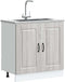 vidaXL - Spoelbakonderkast - Kalmar - 80x46x81,5cm - bewerkt - hout - grijs - sonoma