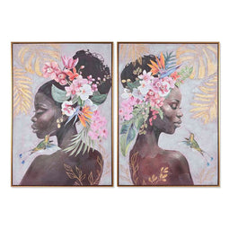 Schilderij Home ESPRIT Koloniaal Afrikaanse 70 x 3,5 x 100 cm 70 x 3,5 x 100,5 cm (2 Stuks)