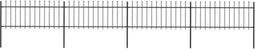 vidaXL - Tuinhek - met - speren - bovenkant - 6,8x0,8 - m - staal - zwart