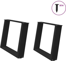 vidaXL - Salontafelpoten - 2 - st - U-vormig - 60x(42-43) - cm - staal - zwart