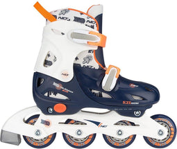 Nijdam Blue’s Cool - Inlineskates Junior - Verstelbaar 27-30 - Hardboot - Marine/Wit/Oranje