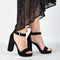 POSH by Poelman LAAR - Dames Sandalen met hak - Imitatiesuède - Zwart - Maat 38