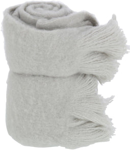 J-Line Plaid franje - polyester - grijs - 180 x 130 cm - woonaccessoires