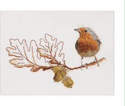 Thea Gouverneur - Borduurpakket met telpatroon - Herfst Roodborstje - Aida - 16 count - Voor Volwassenen - 793A