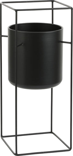 Mica Decorations Porte - Bloempot op standaard - L20 x B20 x H50 cm - Metaal - Zwart