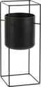 Mica Decorations Porte - Bloempot op standaard - L20 x B20 x H50 cm - Metaal - Zwart