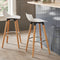 SoBuy Barkruk FST86-W - Met Rugleuning en Voetensteun - 41 x 41 x 84 cm - Wit