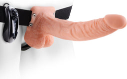 Pipedream - Fetish Fantasy - Vibrating Hollow Strap-On with Balls - 9 Inch - Skin