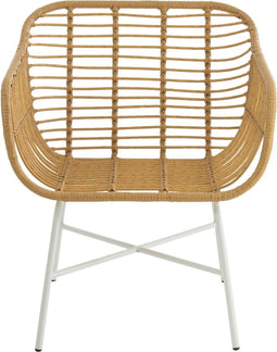 J-Line stoel Rachelle - metaal - naturel/wit - 2 stuks