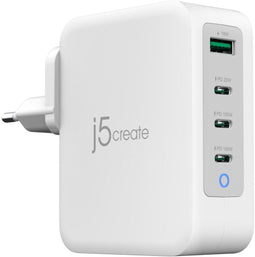 j5create JUP43130E-EN - 130W GaN USB-C® 4-poorts oplader - Power Delivery 3.0 - Grijs