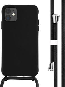 iMoshion Hoesje Geschikt voor iPhone 11 Hoesje Met Koord - iMoshion Siliconen hoesje met koord - Zwart