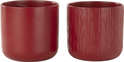 J-Line bloempot Gen - keramiek - rood - large - 2 stuks - Ø 18.5 cm