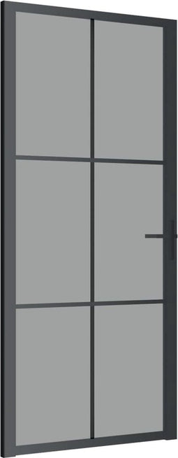 vidaXL - Binnendeur - 93x201,5 - cm - ESG-glas - en - aluminium - zwart