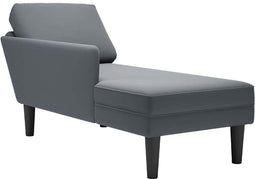 vidaXL - Chaise - longue - met - kussen&rechterarmleuning - fluweel - donkergrijs