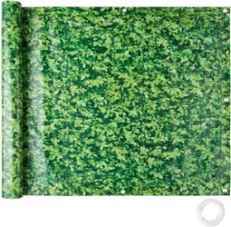 Tectake® - Balkondoek - Privacyscherm 90 cm - 6 meter - Groene bladeren