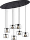 Atmooz - Hanglamp Noury 7 - ovaal - Industrieel - Woonkamer / Slaapkamer / Eetkamer - Plafondlamp - Zwart - Hoogte 120cm - Metaal