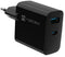Natec Ribera GaN - Oplader 45W - 2x USB (Type A en C) - Snellaadtechnologie - Zwart