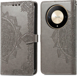 iMoshion Hoesje Geschikt voor Honor Magic 6 Lite Hoesje Met Pasjeshouder - iMoshion Mandala Bookcase - Grijs