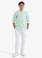 McGregor Heren Overhemd - Stretch Oxford - Kleine Streep - Lichtgroen - Regular Fit - Lange Mouw