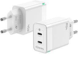 Aisens ASCH-45W2P005-W - Oplader - 2x USB type-C 45W - Wit