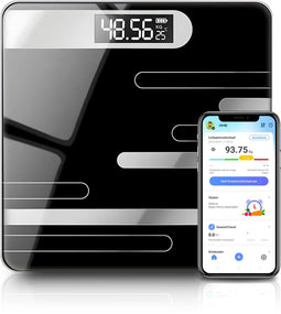 Jor Quality Digitale Personenweegschaal - Slimme Weegschaal 17x Lichaamsanalyse - USB Oplaadbaar Bluetooth - Zwart
