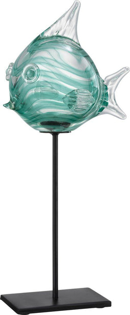 J-Line decoratie Vis Op Voet - glas - groen - large