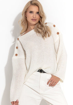 Fobya F1265 Woman's Sweater - Ecru - Maat 42/44