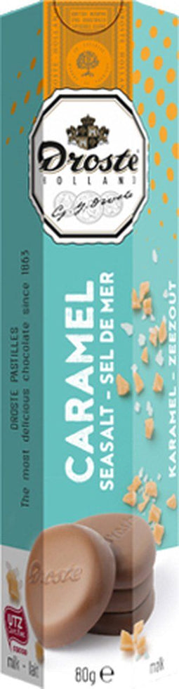Chocolade droste pastilles melk karamel zeezt 80gr | 12 stuks