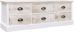 vidaXL - Tv-meubel - 108x30x40 - cm - massief - paulowniahout - wit - en - lichtbruin