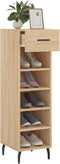 vidaXL - Schoenenkast - 30x35x105 - cm - bewerkt - hout - sonoma - eikenkleurig