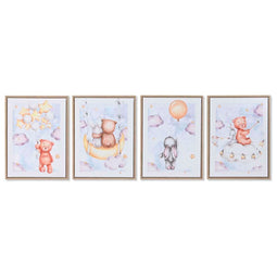 Schilderij Home ESPRIT Blauw Bruin Kinderen 30 x 2 x 40 cm (4 Stuks)