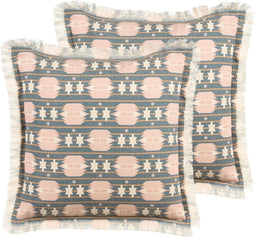 DIANTHUS - Sierkussen set van 2 - Grijs/Beige - 60 x 60 cm - Polyester