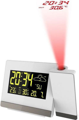 Radio gestuurde wekker - Projectie van Tijd en Temperatuur - Inc. buitensensor - Weersvoorspelling - Datum - Technoline WT 549