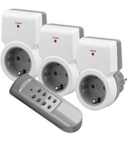 Radio sockets starter kit 3x socket + 1x remote control
