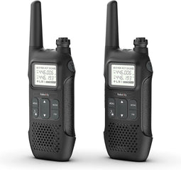 Radioddity PR-T1 PMR446 walkietalkie set met lcd-display, walkietalkie 4 km bereik, 16 kanalen PMR446 licentievrij oplaadbare batterij met headset voor avontuur