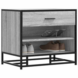 vidaXL - Schoenenbank - 60x40x53,5 - cm - bewerkt - hout - en - metaal - grijs - sonoma