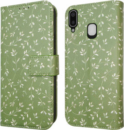 iMoshion Hoesje Geschikt voor Samsung Galaxy A20e Hoesje Met Pasjeshouder - iMoshion Design Bookcase smartphone - Groen / Green Flowers