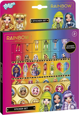 Rainbow High MGA stickers - 3 stickervellen en speelachtergrond Totum sticker set