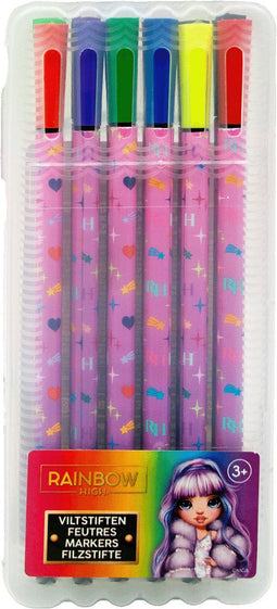 Rainbow High viltstiften 12 delig - Levendige kleuren - Back to School - Inclusief koker