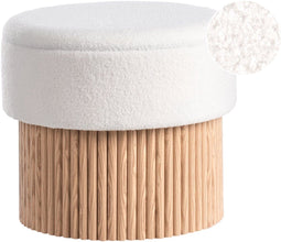 Poef met opbergruimte RICHEY Bouclé Gebroken wit 50 cm 50 cm 46 cm