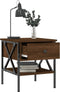 vidaXL - Nachtkastje - 40x42x45 - cm - bewerkt - hout - bruin - eikenkleur