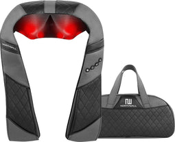 Northwall Shiatsu Massagekussen - Nekmassage apparaat - 8 Roterende Massagekoppen - Infrarood Warmtefunctie - Zwart en Grijs