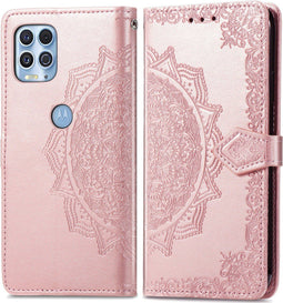 iMoshion Hoesje Geschikt voor Motorola Moto G100 Hoesje Met Pasjeshouder - iMoshion Mandala Bookcase - Rosé Goud