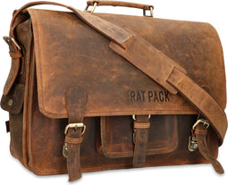 Rat Pack by Orange Fire Leren Aktetas 17 inch Rat Pack 2-Vaks OF 556/17 Bruin