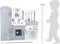 Small Foot - Houten Speelkeuken met Wasmachine en Geluid - Wit Grijs Rood