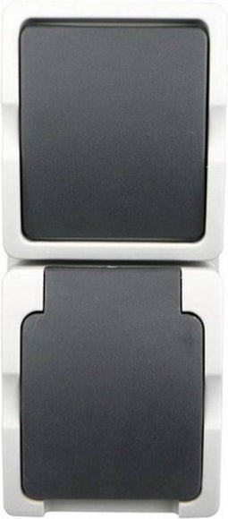 Ratio Schakelaar en stopcontact - spatwaterdicht - verticaal - IP54 - 250V - 16A - plastic